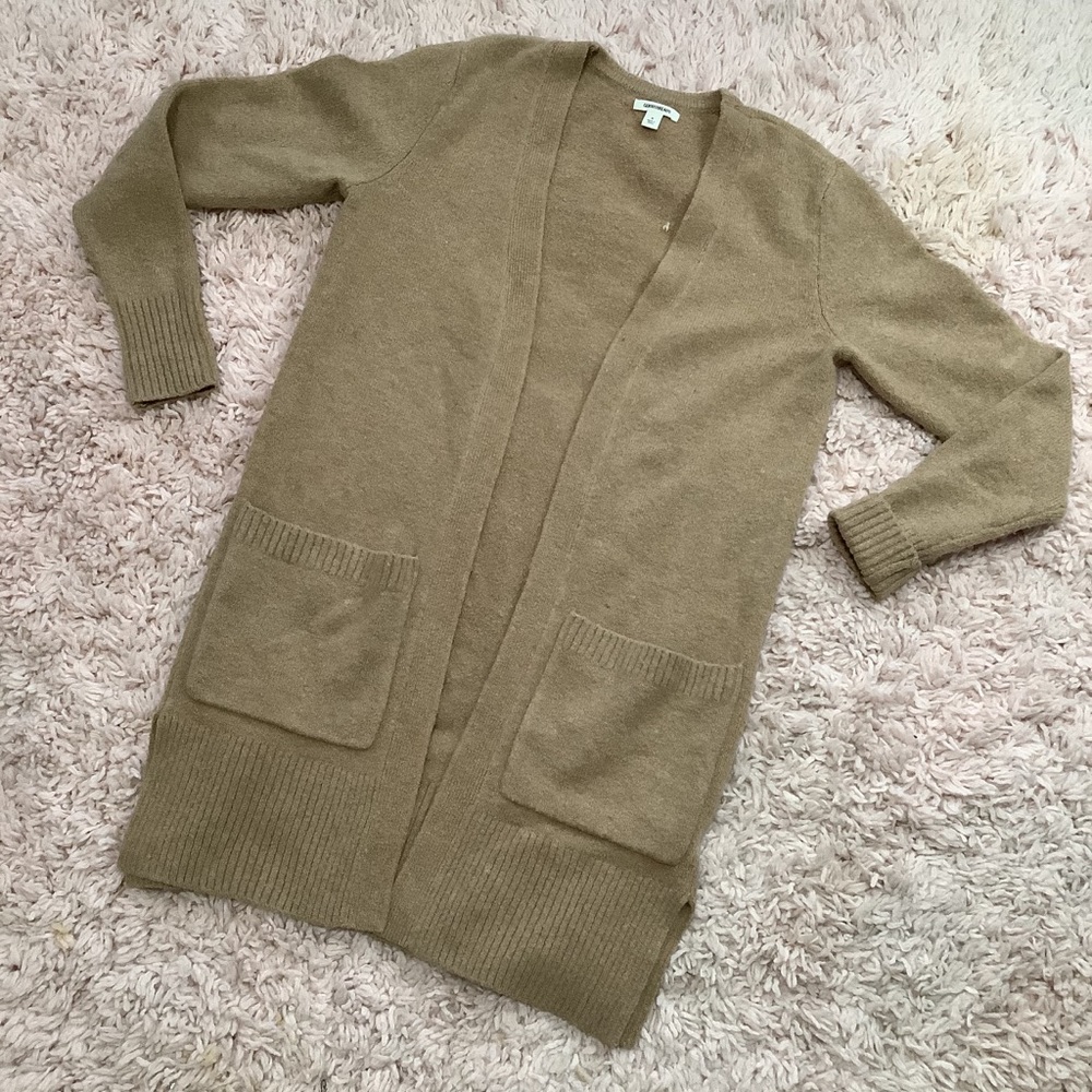 GoodThreads Camel/Tan Open Cardigan With Pockets - Picture 2 of 11